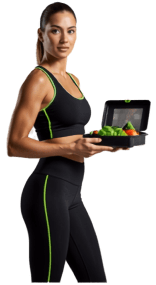 Female fitness model preparing healthy meals